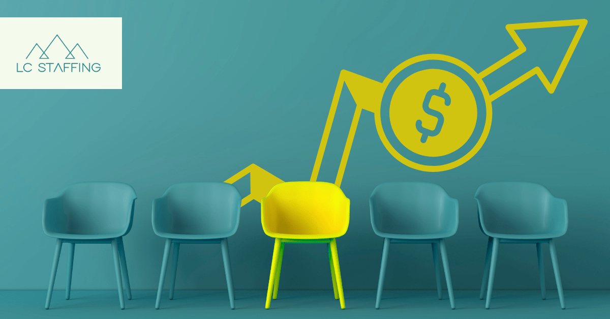 A highlighted empty chair among a row of seats with a rising cost arrow, illustrating the financial impact of unfilled positions.