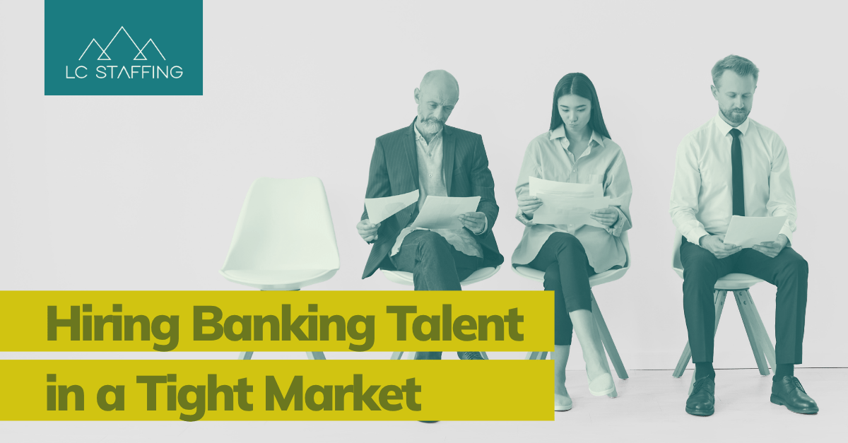Three job seekers with resumes ahead of a banking talent interview